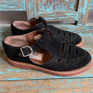 Vintage Esprit Footwear Black Suede Balboa Buckle Loafers Size 6